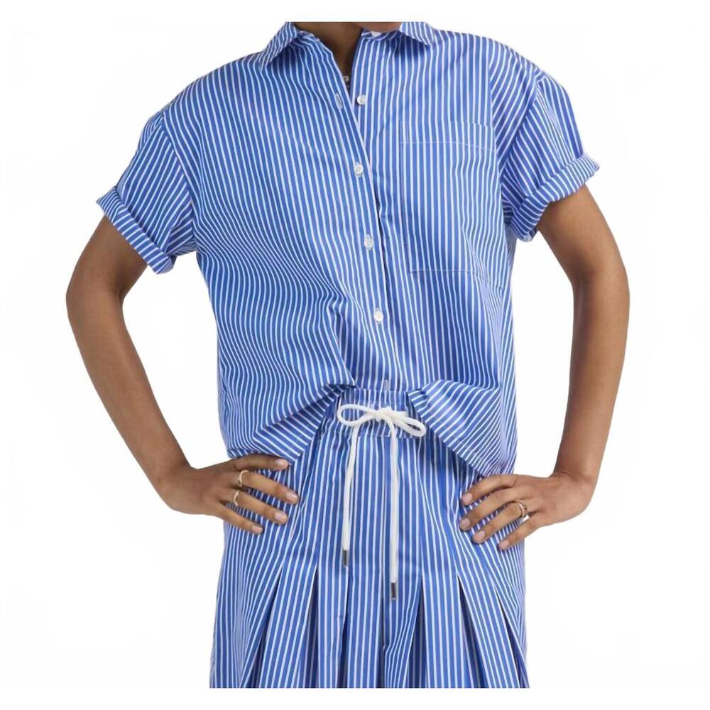 NEW ARLO MOTT clark split back top in blue stripe